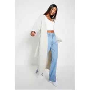 I Saw It First Wide Rib Belted Maxi Cardigan With Turn Up Sleeves - Brown