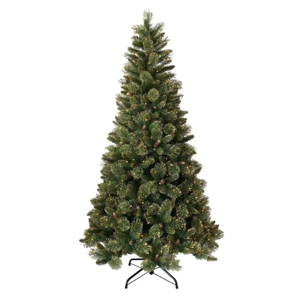 6.5ft Shimmery Golden Bristle Pine Pre-lit Christmas Tree Green