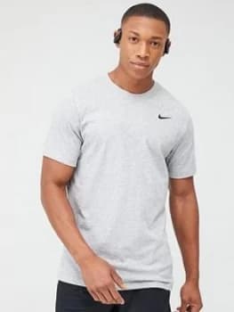 Nike Solid Crew Neck Training T-Shirt - Dark Grey Heather