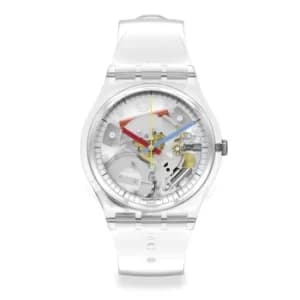 Swatch Quartz Clear Dial Clear Strap Unisex Watch SO28K100