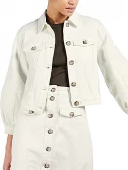 Ted Baker Boxy Denim Jacket - Cream, Size 1=8, Women