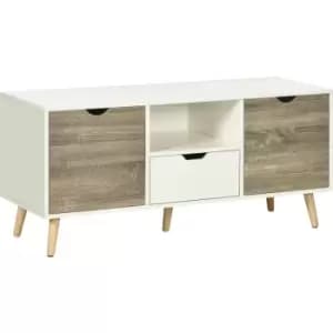 HOMCOM TV Cabinet Entertainment Centre w/ Storage Cabinet and Drawer, Grey - Grey