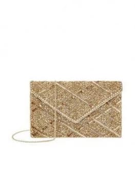 Accessorize Rosie Embellished Clutch Bag - Gold
