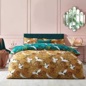 Furn. Demoiselle Double Duvet Cover Set Cotton Polyester Mustard/Teal