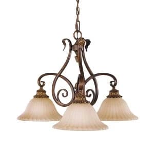 Multi Arm Chandelier 3 Light Aged Tortoise Shell Finish, E27