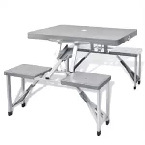 VidaXL Foldable Camping Table Set with 4 Stools Aluminium Extra Light Grey