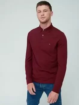 Tommy Hilfiger 1985 Regular Fit Long Sleeve Polo Shirt, Dark Red, Size L, Men