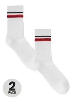 HUGO Hugo Bodywear 2 Pack Rib Sports Sock, White, Size 43-46, Men