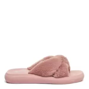 Rocket Dog Slade Dusty Rose Fur Knotted Flip-Flop
