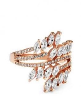 Jon Richard Rose Gold Plated Twisted Navette Cubic Zirconia Ring