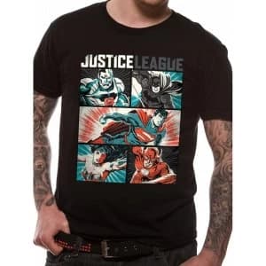Justice League Comics - Pop Art Mens Small T-Shirt - Black