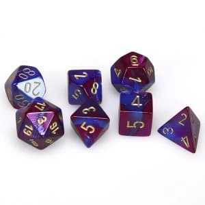 Chessex Gemini Poly 7 Dice Set: Blue-Purple/Gold