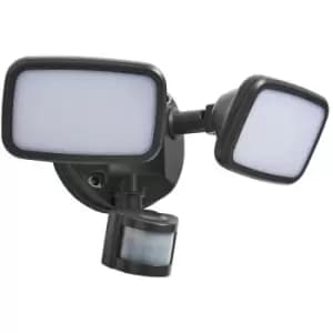 Zinc LYNN LED PIR Twin Security Spotlight 20W Cool White Dark Grey