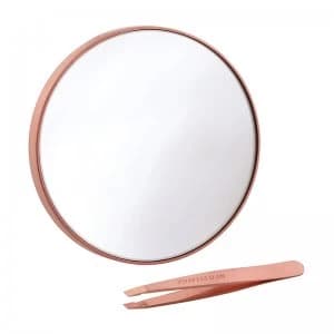Tweezerman Rose Gold Mini Slant Tweezer And 10X Mirror