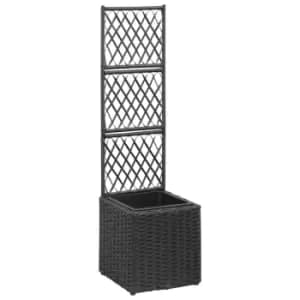Vidaxl Trellis Raised Bed With 1 Pot 30x30x107cm Poly Rattan Black