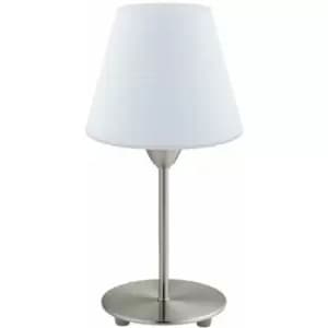 Table Lamp Colour Satin Nickel Base Shade White Glass Opal Matt Bulb E14 1x60W
