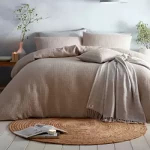 Loft Westport Waffle Weave Textured Duvet Cover Set, Linen, King - Appletree