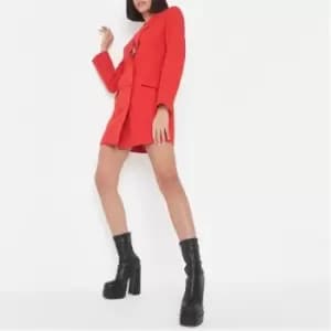 Missguided Double Breasted Slim Fit Blazer Dress - Red