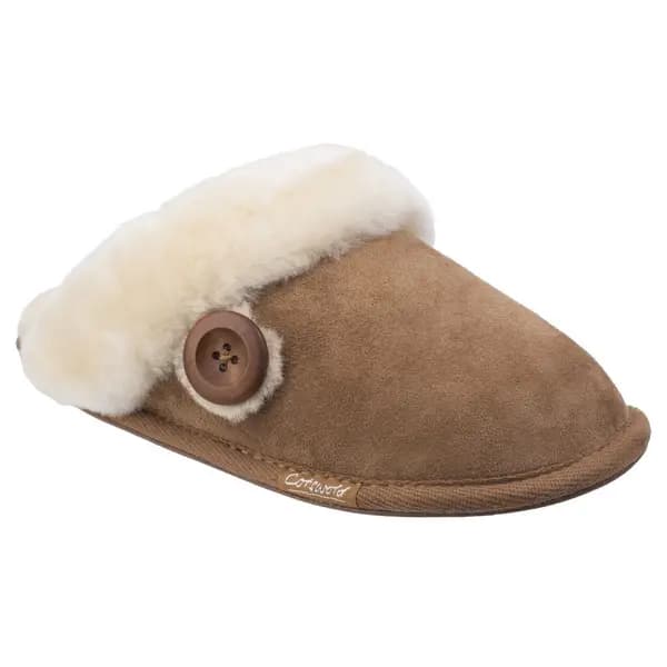 Costwold Womens Lechlade Sheepskin Clog Mule Slippers - UK 3 Brown female GDE2717CHE3