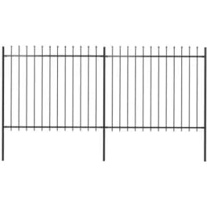Garden Fence with Spear Top Steel 3.4x1.5 m Black Vidaxl Black
