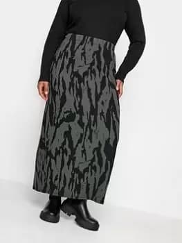 Yours Tube Skirt Khaki Jumbo Text, Green, Size 16, Women