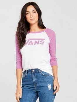 Vans Flying V Raglan Tee WhitePink WhitePink Size L Women