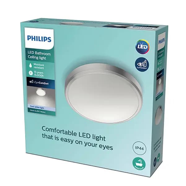 Philips Doris Integrated LED Ceiling Light, Cool White Nickel