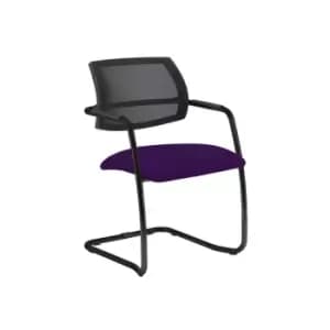 Dams MTO Tuba Black Cantilever Frame Conference Chair with Half Mesh Back - Scub