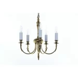 Impex Richmond Polished Brass 5 Arm Chandelier
