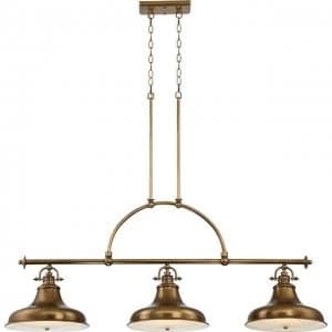 3 Light Pendant Bar Chandelier Light Weathered Brass, E27