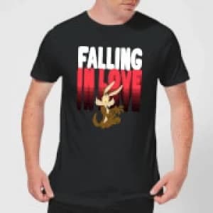 Looney Tunes Falling In Love Wile E. Coyote Mens T-Shirt - Black
