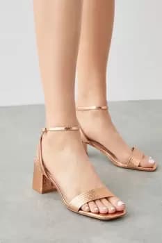 Sadie Embossed Two Part Block Heel Sandals