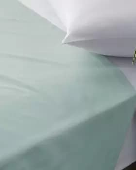 Cotton Traders 200 Thread Count Percale Flat Sheet in Green