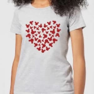 Disney Mickey Mouse Heart Silhouette Womens T-Shirt - Grey - 3XL