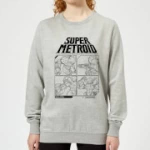 Nintendo Super Metroid Instructional Panel Womens Sweatshirt - Grey - L