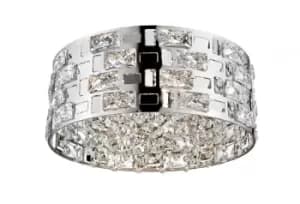 Lola Crystal 5 Light Flush Ceiling Fitting Chrome