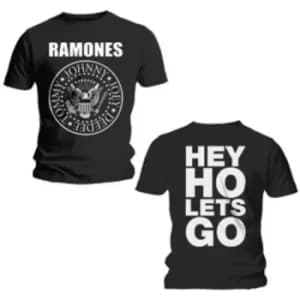 Ramones Hey Ho Lets Go Back Print Black T Shirt: Large