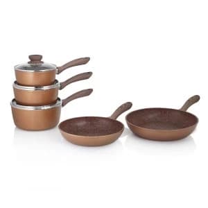 JML Copper Stone 5 Piece Saucepans Set