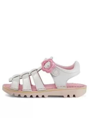 Kickers Kickers Toddler Kick Fleur Patent Leather Sandal, White, Size 10 Younger