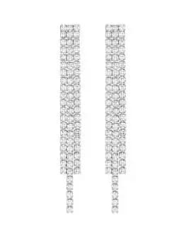 Jon Richard Rhodium Plated Fine Cubic Zirconia Shower Drop Earrings, Silver, Women