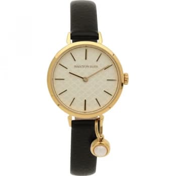 Agama Pearl Charm Black & Gold Watch