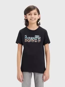 Teenager Ombre Checkered Poster Logo Tee - Black