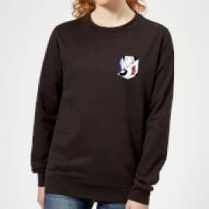 Looney Tunes Pepe Le Pew Face Faux Pocket Womens Sweatshirt - Black