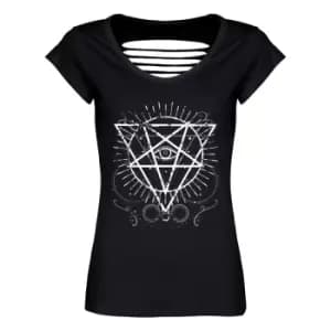 Grindstore Womens/Ladies Pentagram Eye T-Shirt (M) (Black)