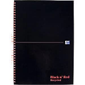 OXFORD Black n' Red Recycled Wirebound Hardback Notebook Ruled A4 140 Pages