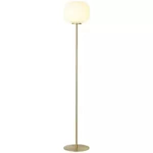 Luminosa Lighting - Luminosa Cheektowaga Medium Oval Ball Floor Lamp E27 Satin Gold Base With Frosted White Glass Globe