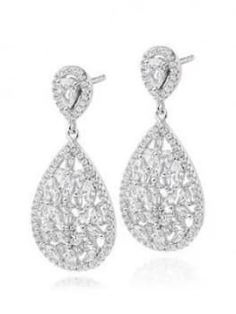 Beaverbrooks Silver Cubic Zirconia Cluster Drop Earrings