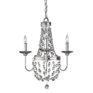 Chandelier 3 Light Polished Nickel Finish, E14