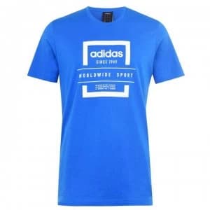 adidas Label Linear Mens T-Shirt - Blue/White