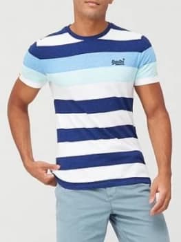 Superdry Orange Label Hoop Stripe T-Shirt - Cobalt Size 2XL, Men